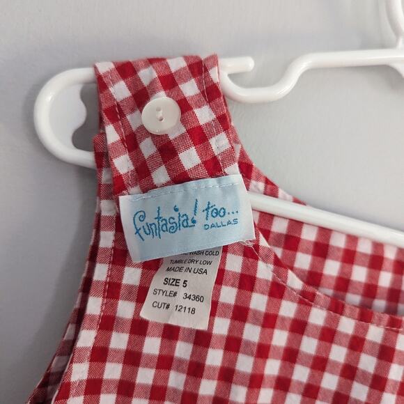 Girl's Funtasia Too! Christmas Valentine's Day Reversible Gingham Dress STAIN 5 - Picture 9 of 9